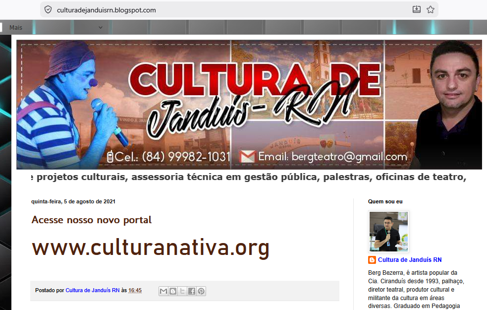 Projeto: Blog Cultura de Janduís/RN 2020